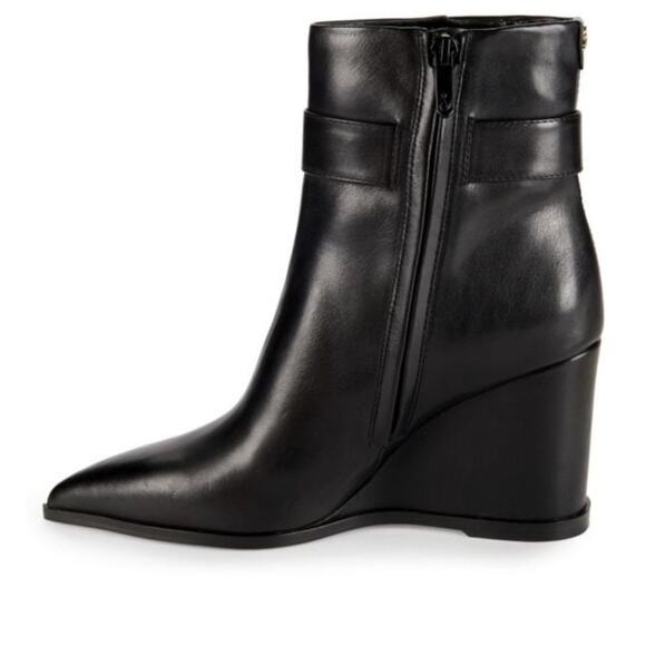 SAM EDELMAN Weslie Leather Wedge Ankle Boots Black Size 6 - Picture 3 of 6